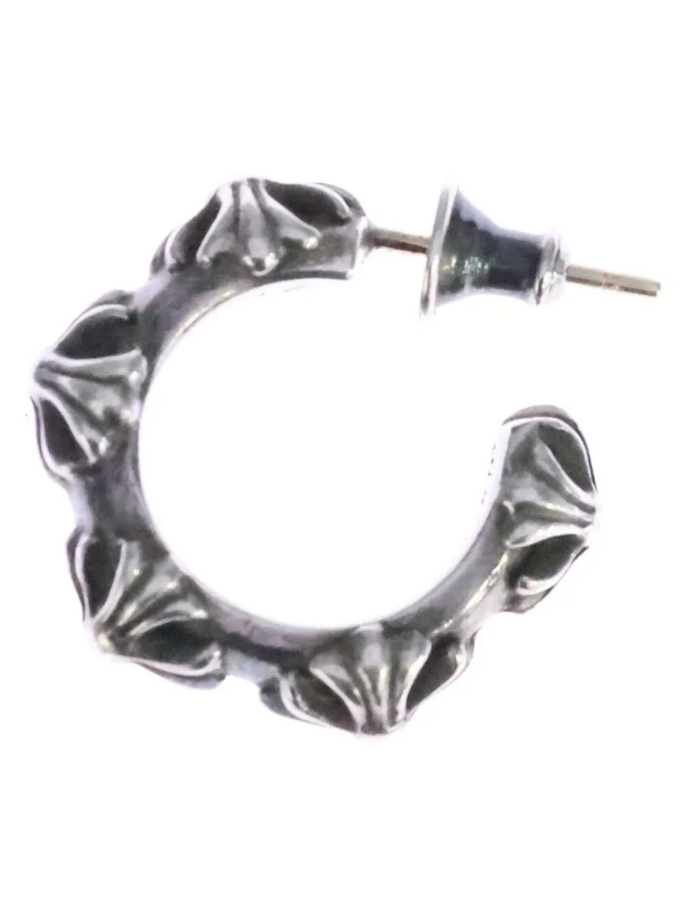 Chrome Hearts Hoop Cross Band Earrings Silver